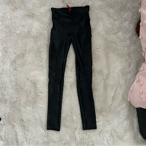 Spanx Black High-Waisted Faux Leather Moto Leggings